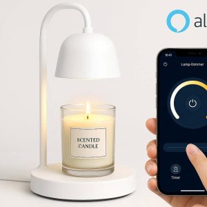 12 Smart Candle Warmer Lamp with App Control and Timer Electric Wax Melter for Scented Candles Dimmable Table Lamp Compatible with Alexa White