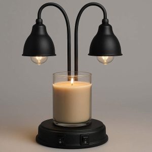15 Double Bulb Candle Warmer Lamp with Independent Switches Electric Wax Melter for Large Scented Candles High Power Table Lamp for Spas Black