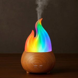 16 Ultrasonic Essential Oil Diffuser Lamp with 7 Color LED Lights Flame Free Aromatherapy Mist Maker for Desktop Home Office Bedroom Wood Grain