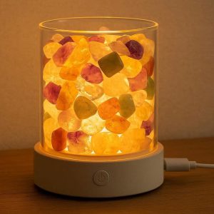 28 Crystal Stone Essential Oil Diffuser Lamp No Water Needed Aromatherapy Lamp with Natural Crystal Stones and Warm Light USB Powered Multi