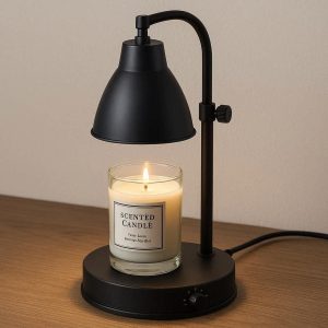 4 Height Adjustable Candle Warmer Lamp with Timer Metal Electric Wax Melter for Scented Candles Top Down Heating Table Lamp for Desk Matte Black