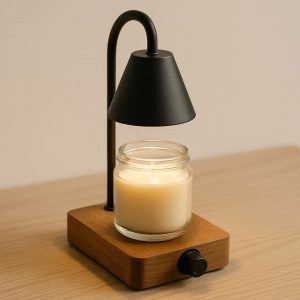 7 Minimalist Wood and Metal Candle Warmer Lamp Top Down Electric Wax Melter for Scented Jar Candles Dimmable Bedside Table Lamp Small Size