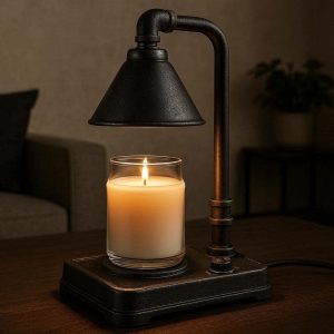 9 Industrial Style Candle Warmer Lamp with Iron Base Electric Wax Melter for Scented Candles Steampunk Table Lamp for Mens Room Living Room